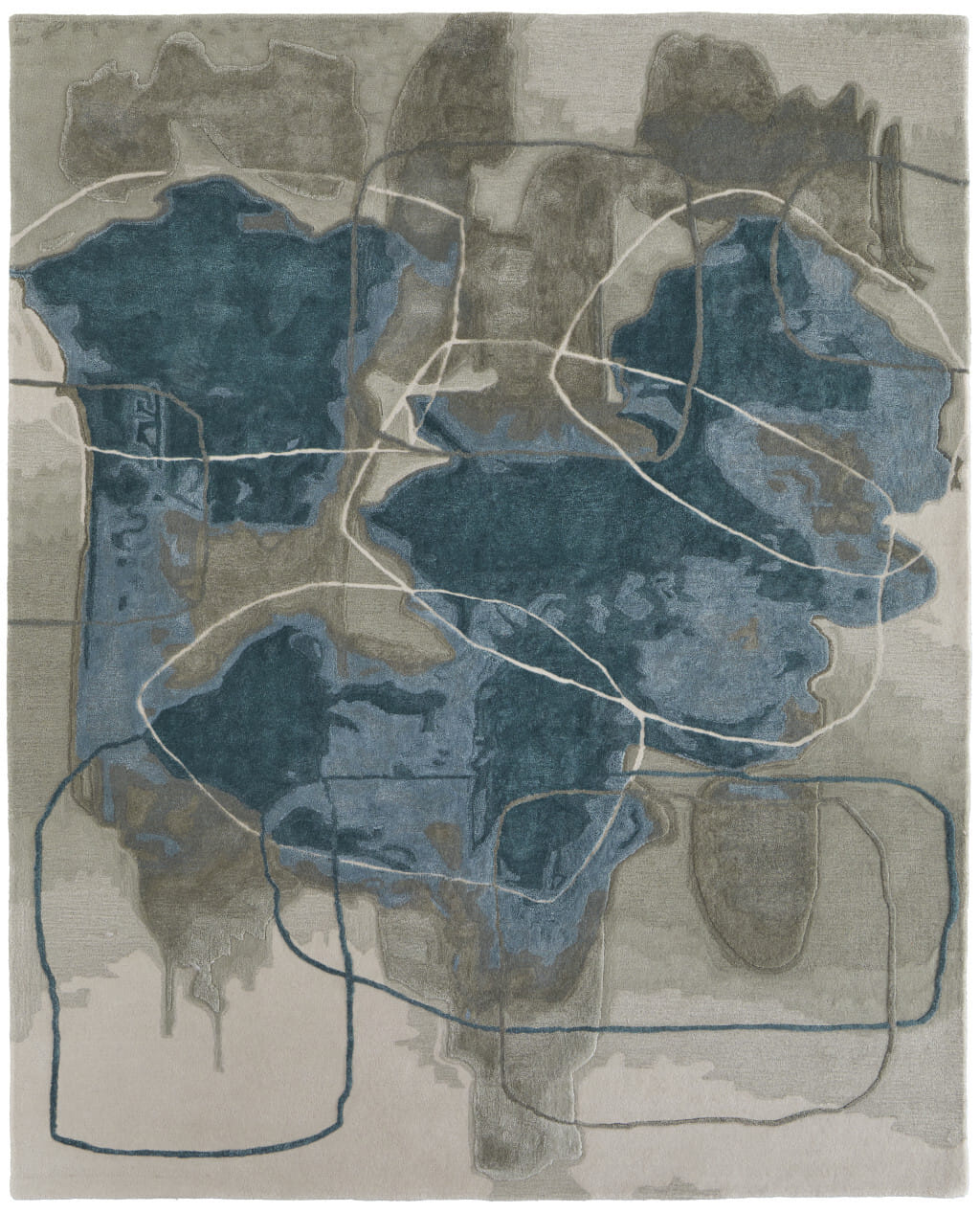 8' X 10' Blue and Gray Abstract Hand Tufted Area Rug