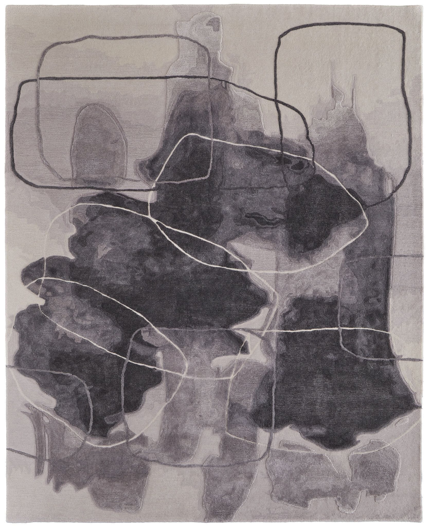 8' X 10' Blue and Gray Abstract Hand Tufted Area Rug
