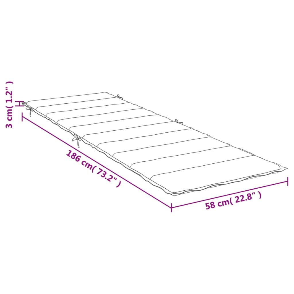 Sun Lounger Cushion Beige 73.2"x22.8"x1.6" Oxford Fabric