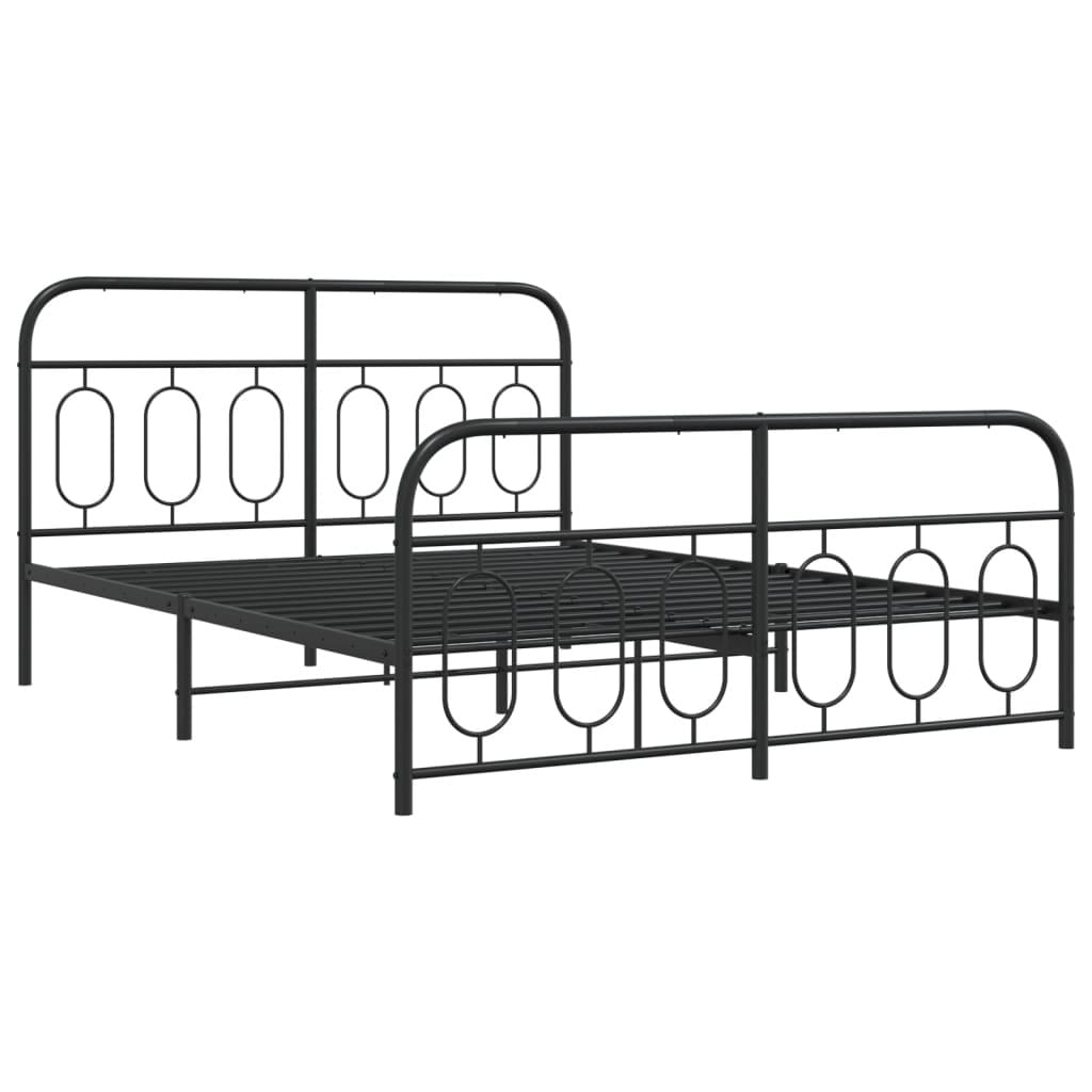Metal Bed Frame without Mattress with Footboard Black 59.1"x78.7"