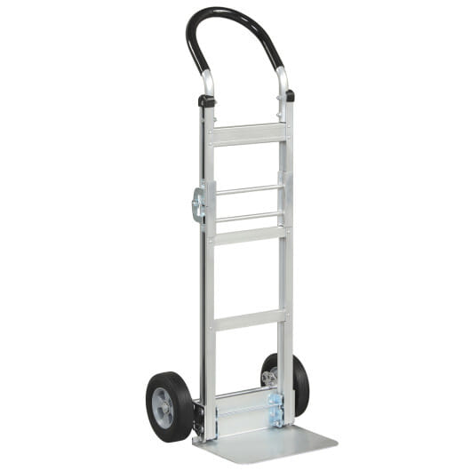 Aluminum Dolly Cart with 2 Rubber Wheels and Ergonomic Handle-Silver - Color: Silver
