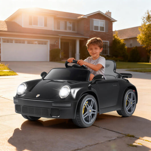 12V Electric Ride On Car Licensed RUF CTR with Remote Control and Music-Black - Color: Black