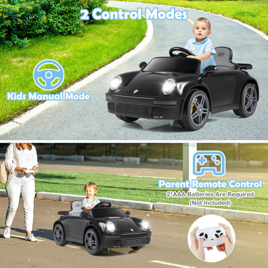 12V Electric Ride On Car Licensed RUF CTR with Remote Control and Music-Black - Color: Black