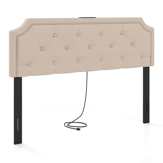 Headboard for Queen and Full Size Bed Tufted Upholstered Head Board-Beige - Color: Beige