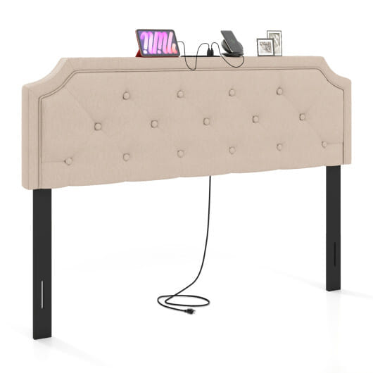 Headboard for Queen and Full Size Bed Tufted Upholstered Head Board-Beige - Color: Beige