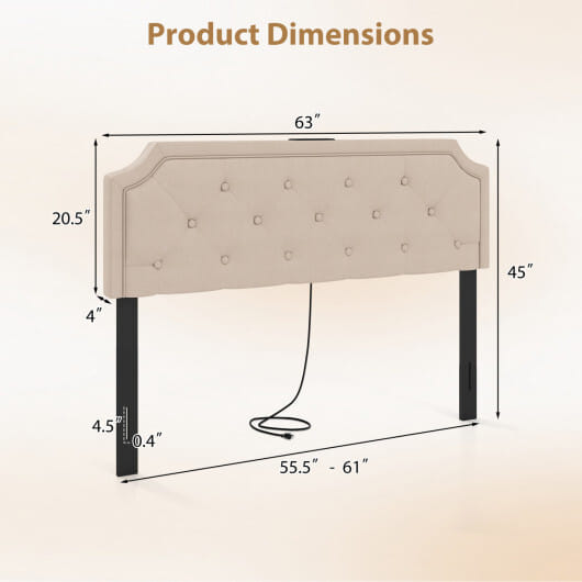 Headboard for Queen and Full Size Bed Tufted Upholstered Head Board-Beige - Color: Beige