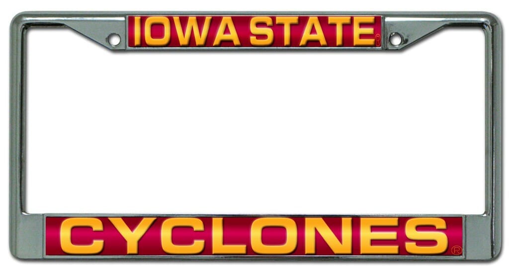 Iowa State Cyclones License Plate Frame Laser Cut Chrome