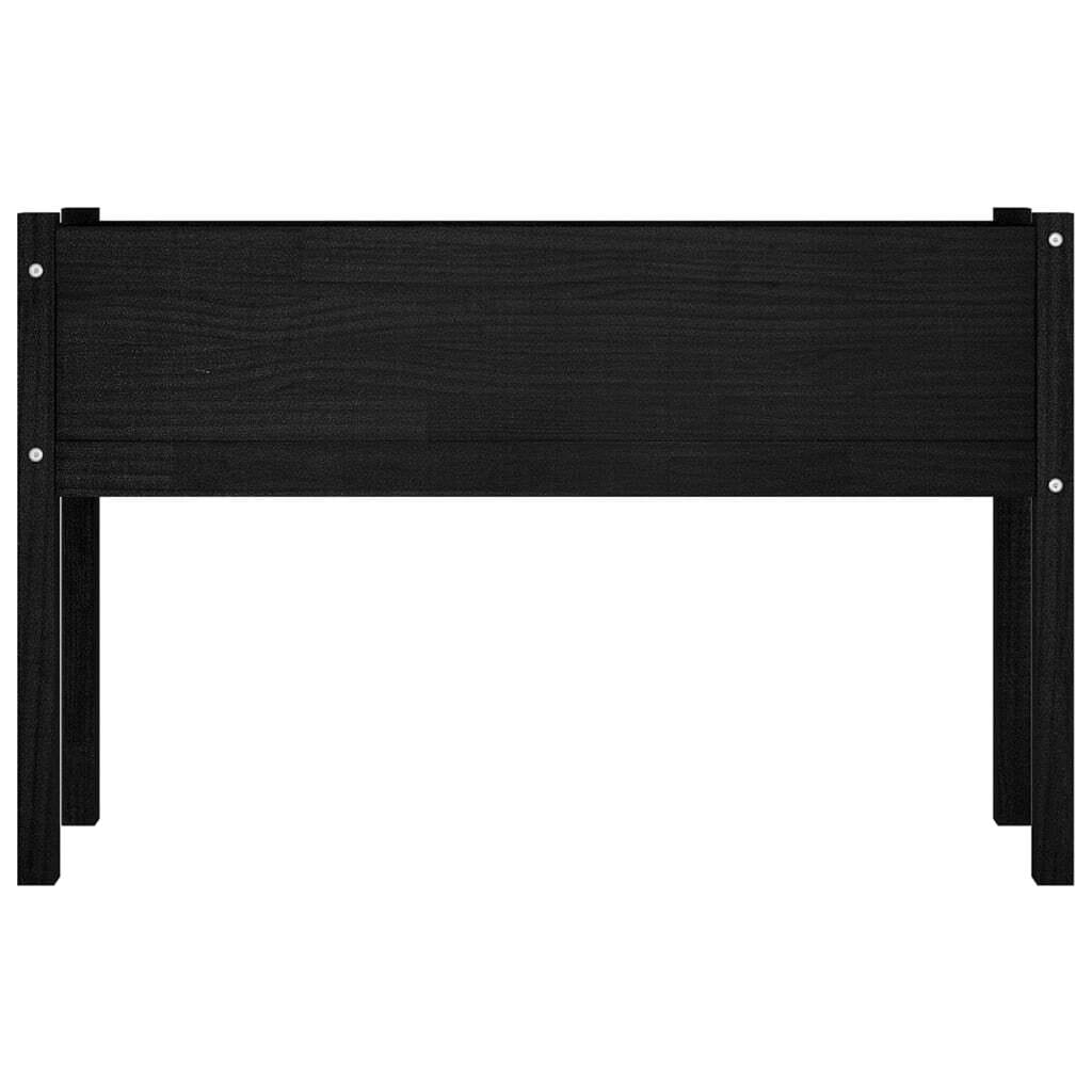 Garden Planters 2 pcs Black 43.3"x12.2"x27.6" Solid Wood Pine