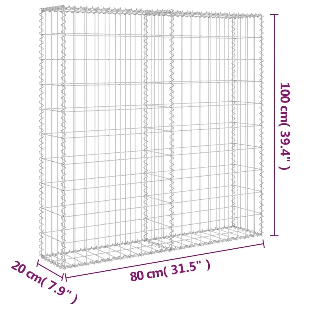 Gabion Wall with Covers Galvanized Steel 31.5"x7.87"x39.4"