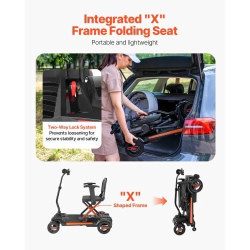 4-Wheel Electric Mobility Scooter for Adults & Seniors, Integrated Foldable Mobility Scooter with 9.3 Miles Long Range, All Terrain Travel Wheelchair with 9?° Climbing Capacity & 265LBS Loading