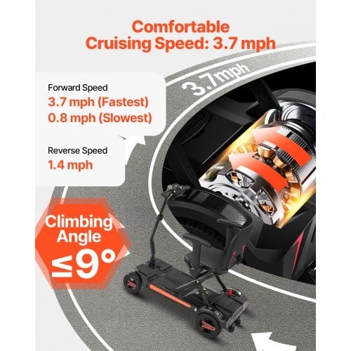 4-Wheel Electric Mobility Scooter for Adults & Seniors, Integrated Foldable Mobility Scooter with 9.3 Miles Long Range, All Terrain Travel Wheelchair with 9?° Climbing Capacity & 265LBS Loading