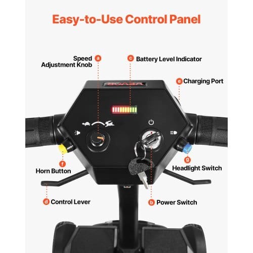 4-Wheel Electric Mobility Scooter for Adults & Seniors, Integrated Foldable Mobility Scooter with 9.3 Miles Long Range, All Terrain Travel Wheelchair with 9?° Climbing Capacity & 265LBS Loading