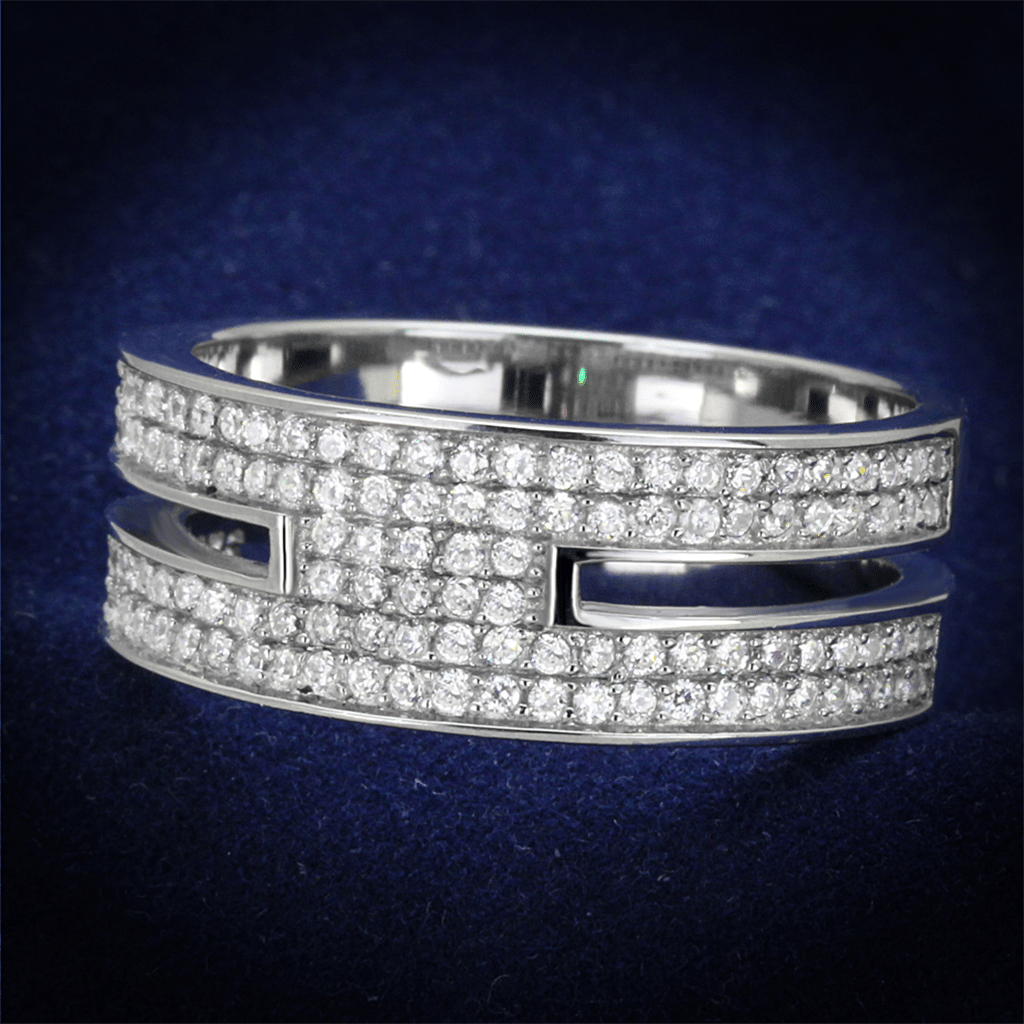TS273 - Rhodium 925 Sterling Silver Ring with AAA Grade CZ in Clear
