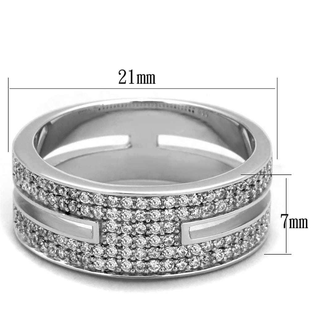 TS273 - Rhodium 925 Sterling Silver Ring with AAA Grade CZ in Clear