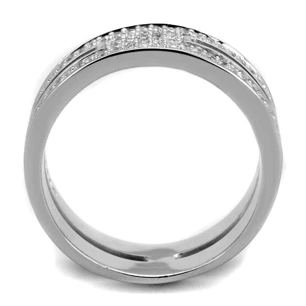 TS273 - Rhodium 925 Sterling Silver Ring with AAA Grade CZ in Clear