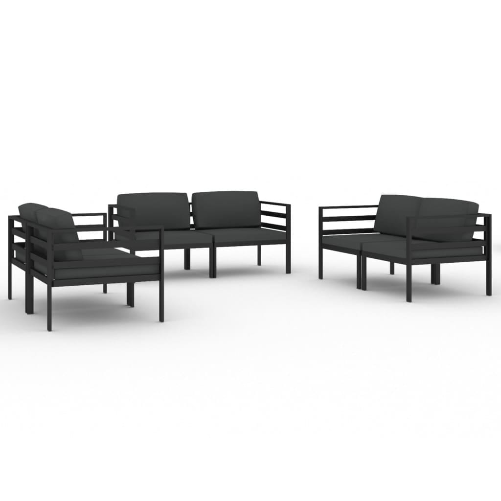6 Piece Patio Lounge Set with Cushions Aluminum Anthracite