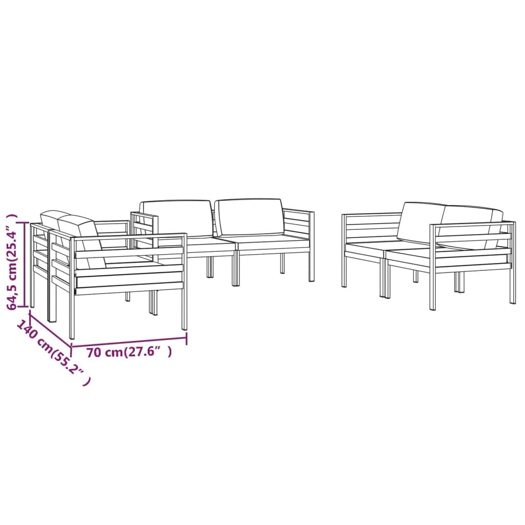 6 Piece Patio Lounge Set with Cushions Aluminum Anthracite
