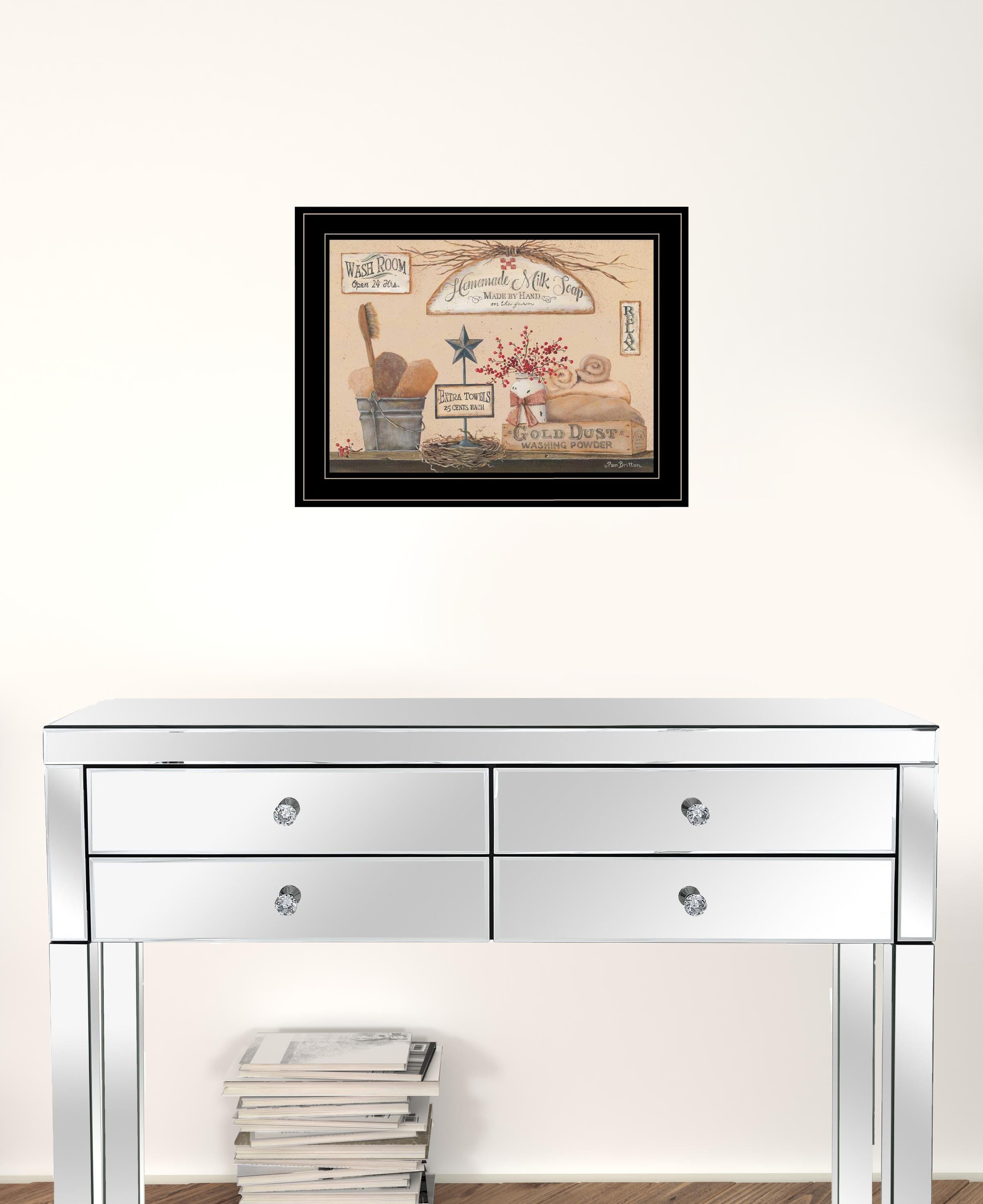 Set Of Two Wash Room 2 Black Framed Print Bathroom Wall Art