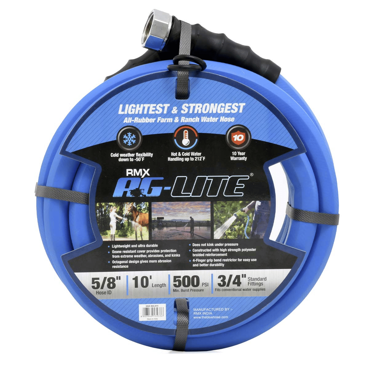 BluBird AG - Lite Rubber Water Hose Assembly 5/8" x 10'
