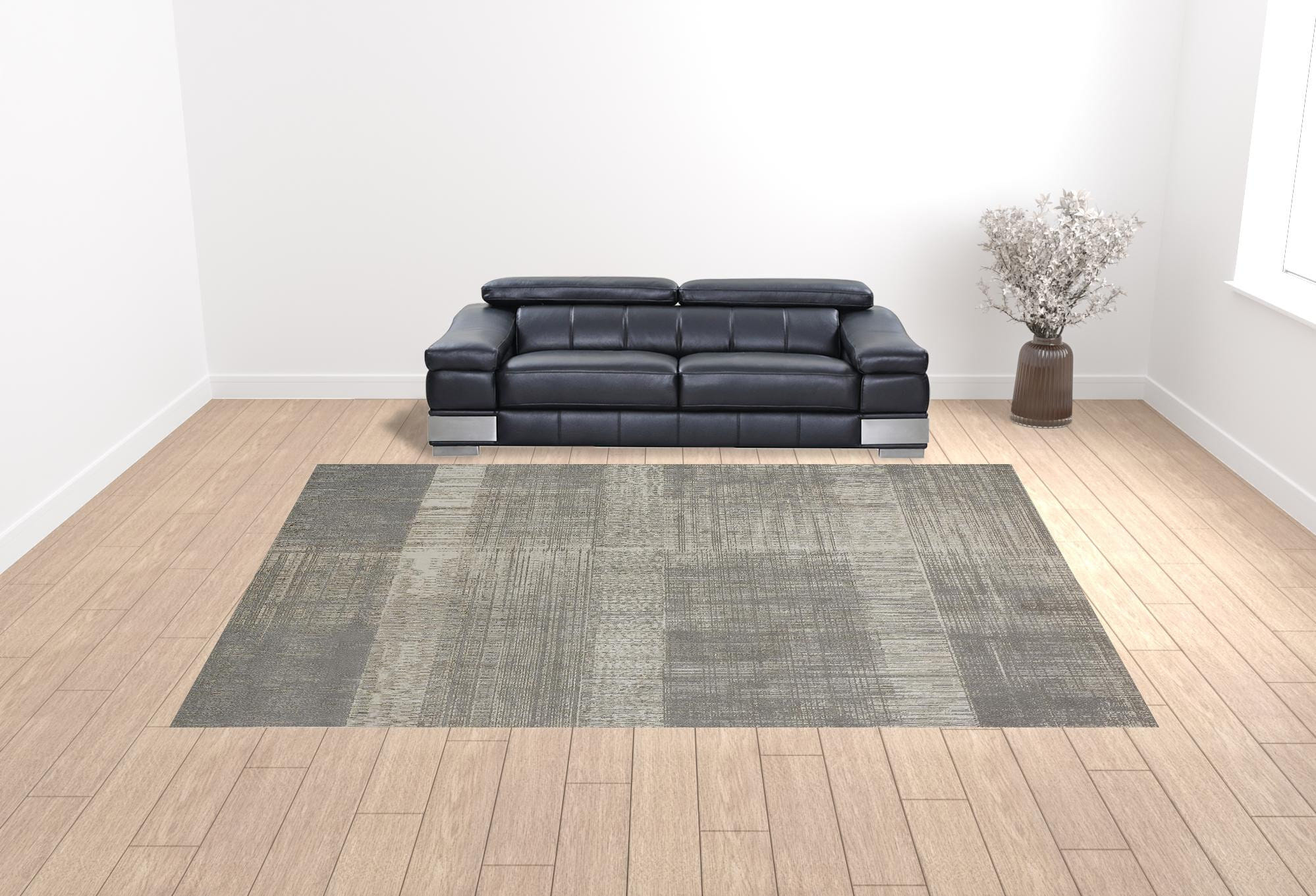 12' X 15' Gray And Ivory Abstract Area Rug