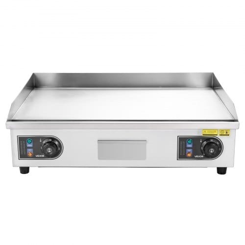Commercial Electric Griddle, 25.79 x 15.75 inch, 2800W, 122-570?°F Adjustable Temp Control, Stainless Steel Body, Full Flat, with 2 Spatulas, 2 Brushes, and 4 Foot Pads, for Steak, Pancake