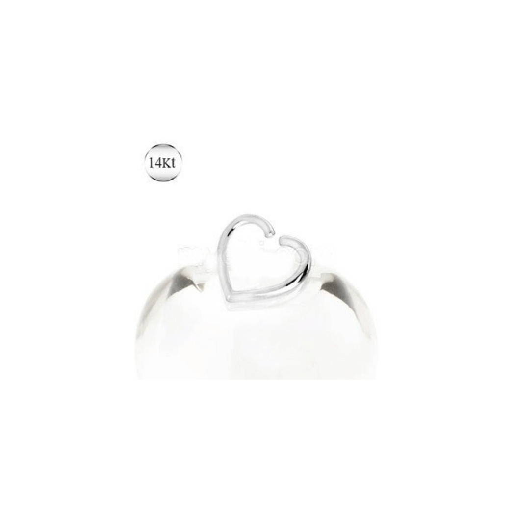 14Kt White Gold Heart Shaped Cartilage Earring