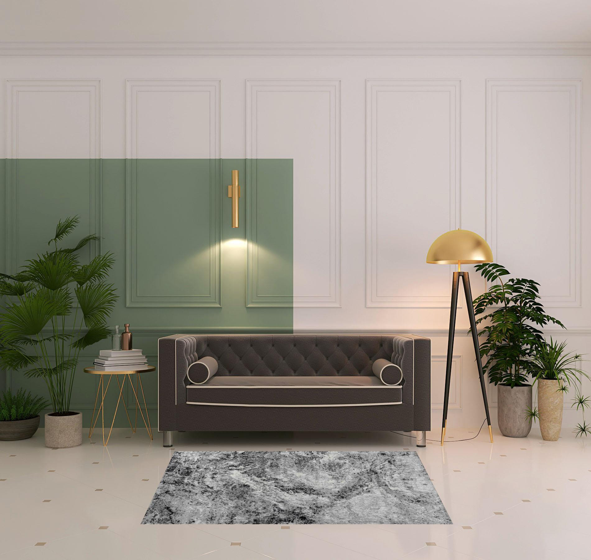 4' X 6' Grey Abstract Area Rug
