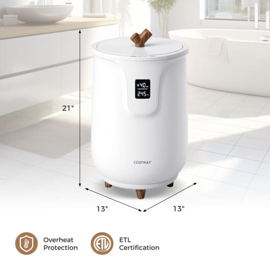 20 L Large Blanket and Towel Warmer with 3 Heat Levels for Bathroom-White