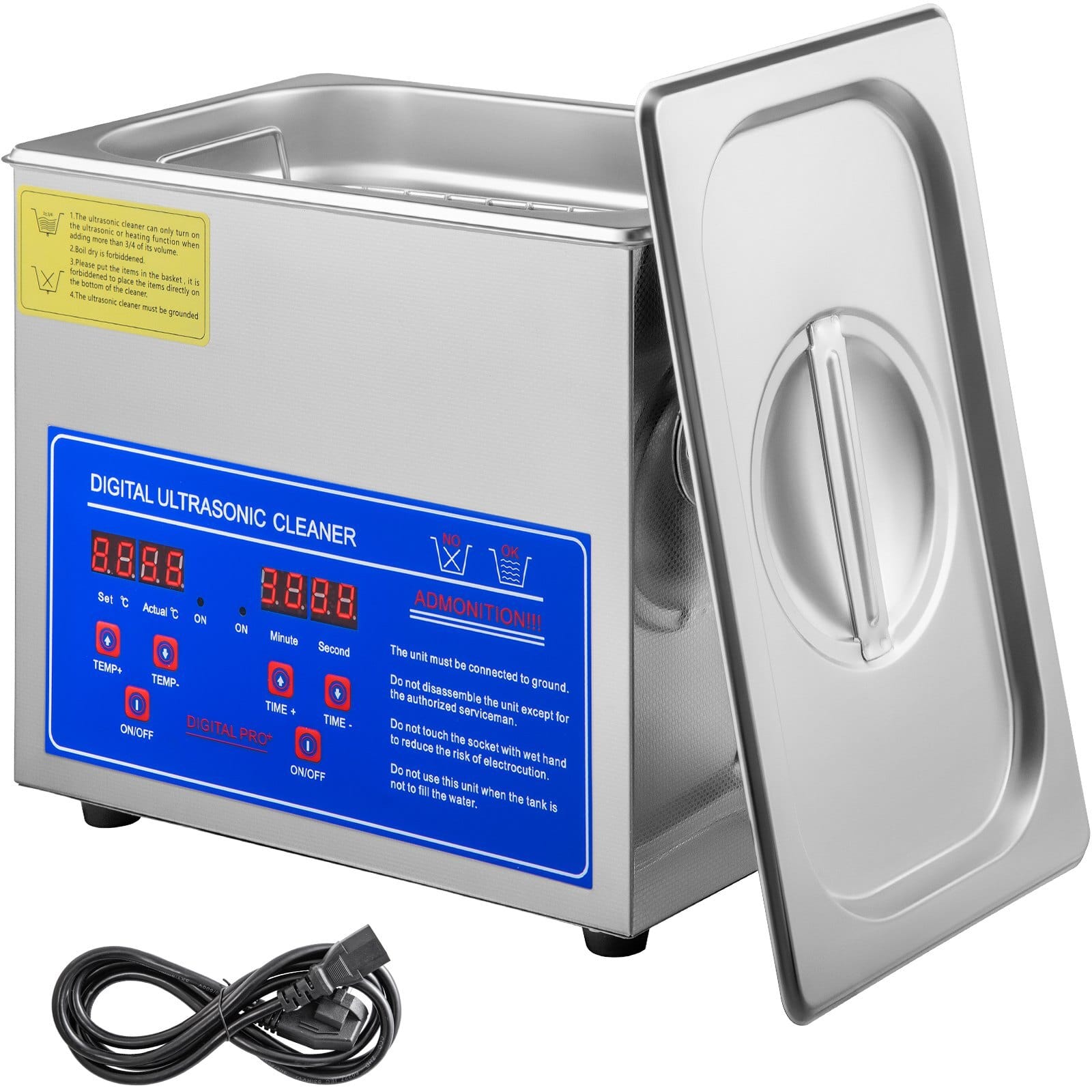 Professional Ultrasonic Cleaner, 2.85 L Ultrasonic Jewelry Cleaner with Digital Timer & Heater, Stainless Steel Industrial Sonic Cleaner 40kHz for Glasses, Watches, Rings, Small Parts