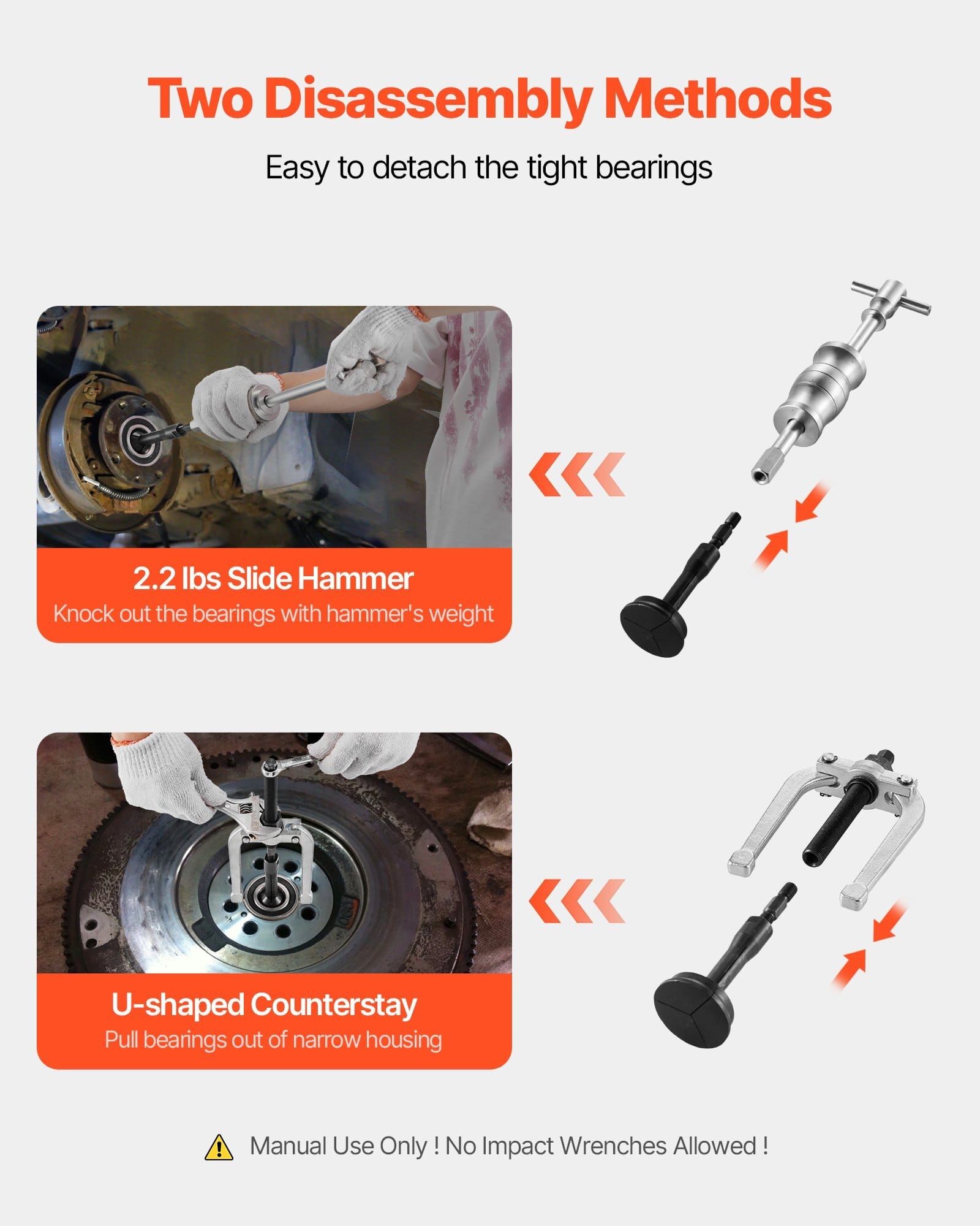 Blind Hole Bearing Puller Set, 16-in-1 Inner Bearing Race and Seal Extractor Kit, 16 PCS Slide Hammer Pilot Insert Inner Internal Bearing Removal Tool Set with 10 Split Collets and Counterstay