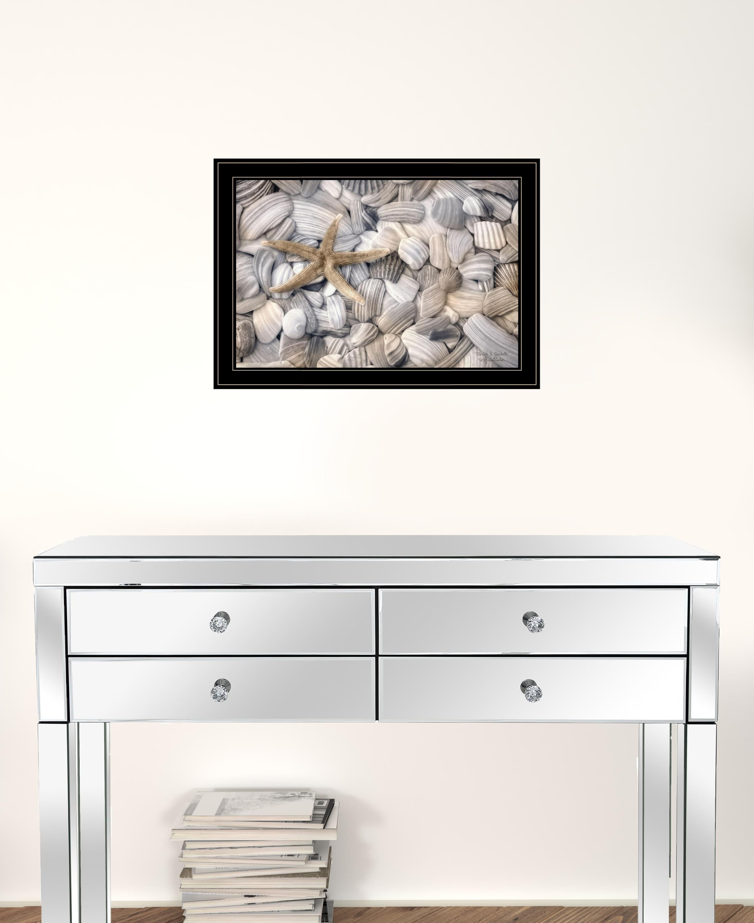 Starfish and Seashells 4 Black Framed Print Wall Art