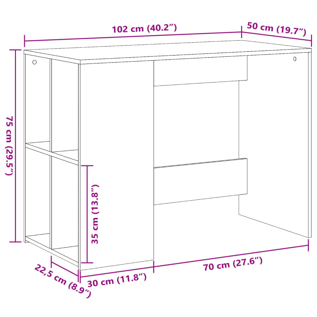 Desk Gray Sonoma 40.2"x19.7"x29.5" Engineered Wood