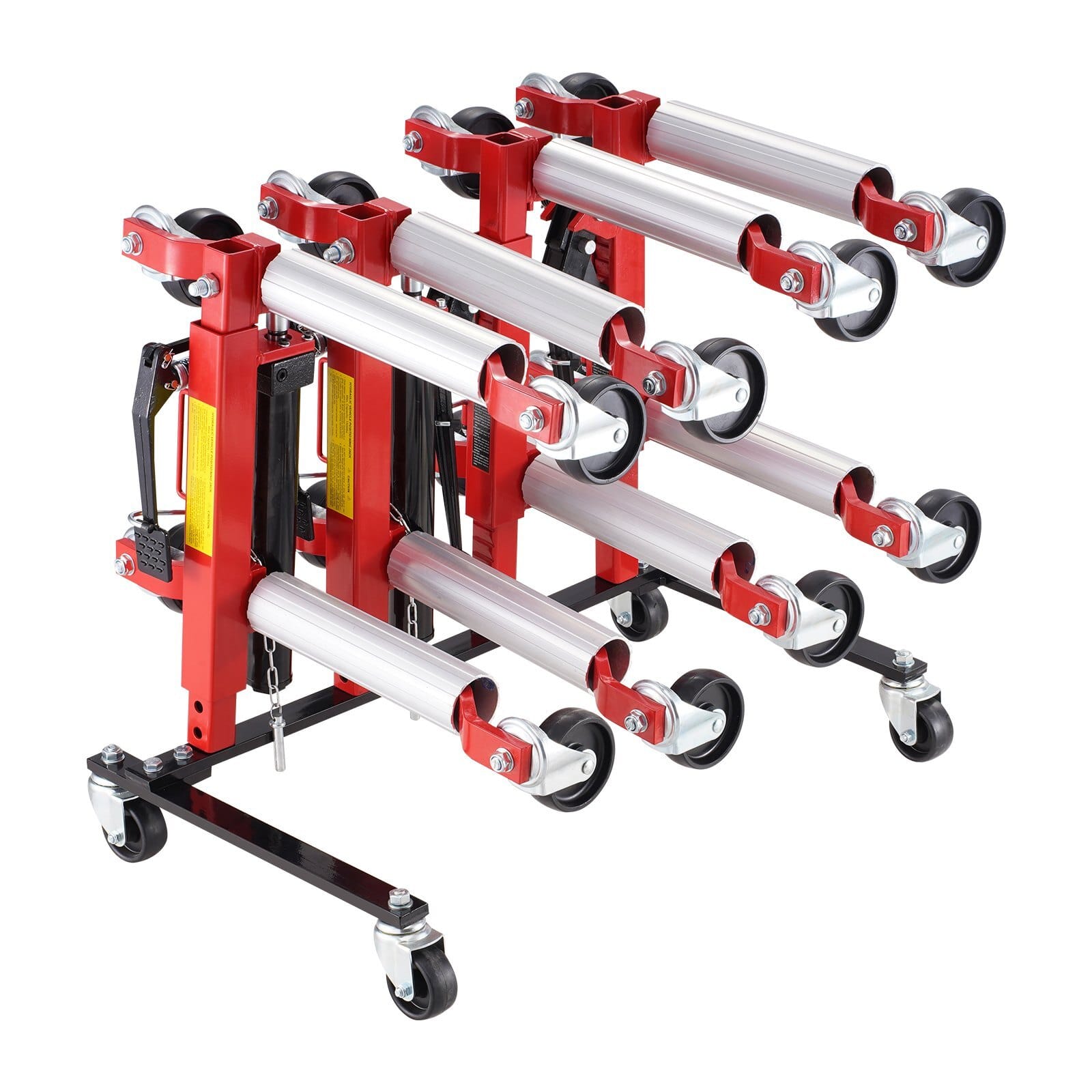 Car Dolly Rack, Storage Rack with 360?° Rotatable Wheels, Hydraulic Ratchet Trolley Jack Stand Organizer, Jack Stands Holder Storage Rack, 4-Dolly Capacity, Compatible with Most Dollies