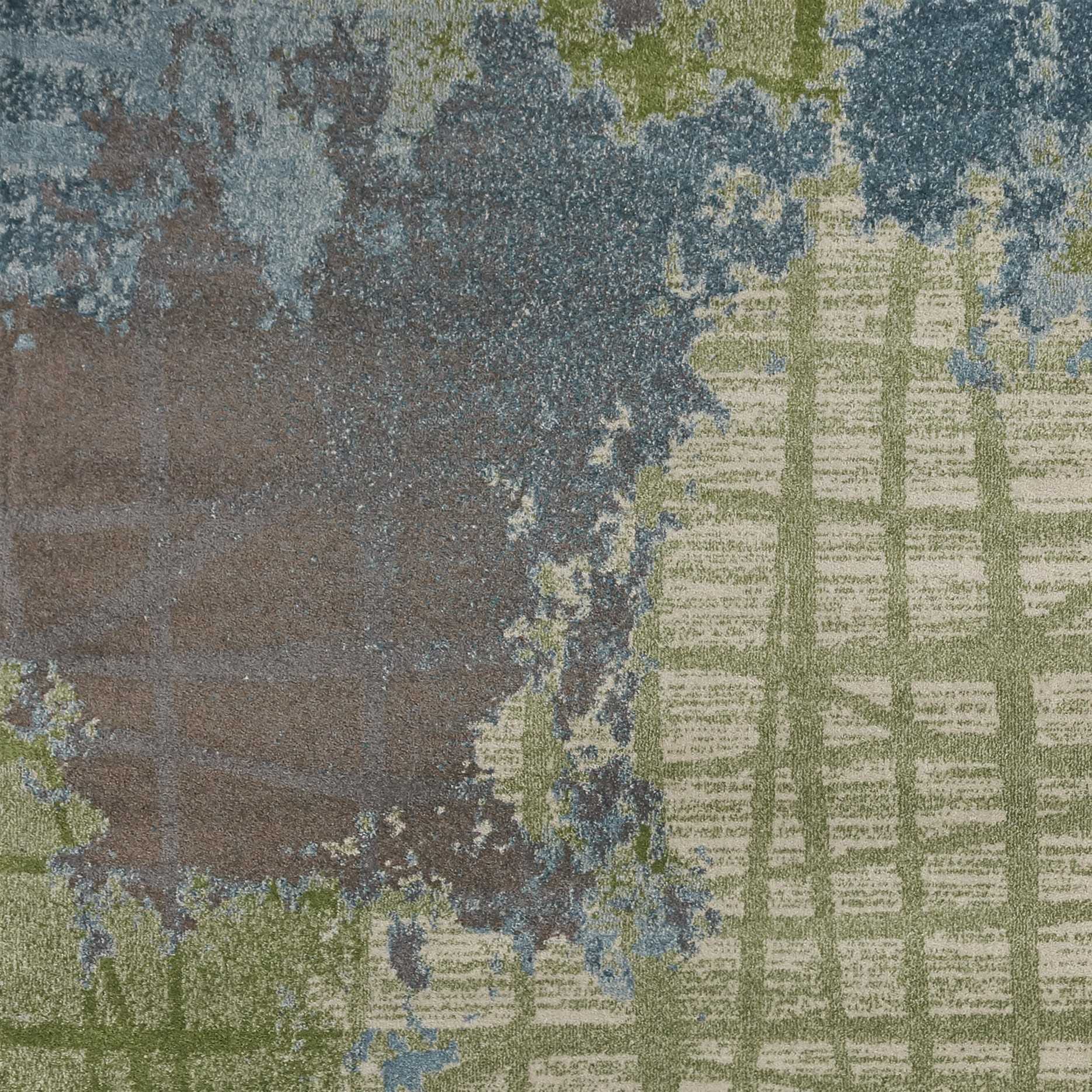 10' X 13' Blue and Green Abstract Area Rug