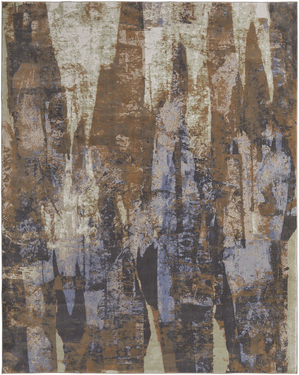 5' X 8' Blue and Ivory Abstract Power Loom Distressed Area Rug