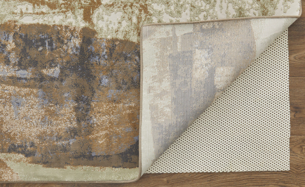5' X 8' Blue and Ivory Abstract Power Loom Distressed Area Rug