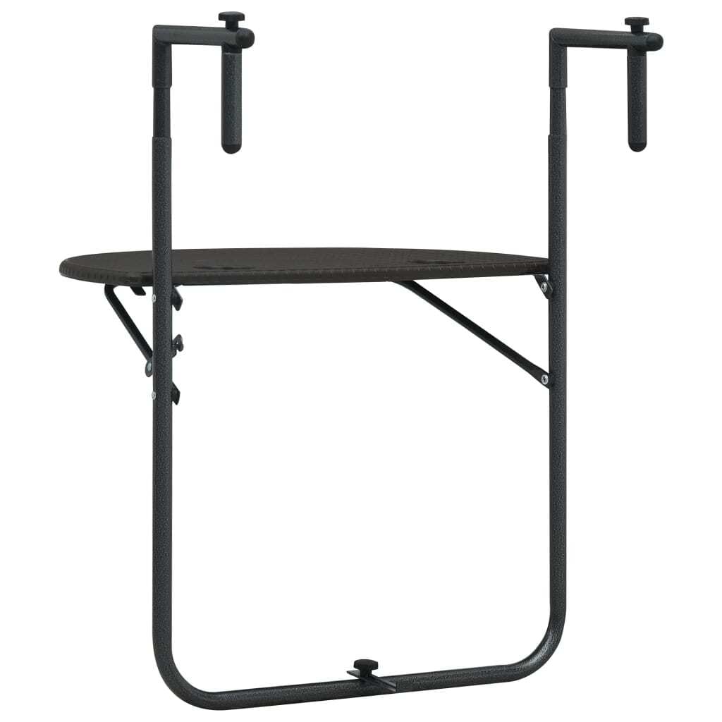 Hanging Balcony Table Brown 23.6"x25.2"x32.9" Plastic Rattan Look