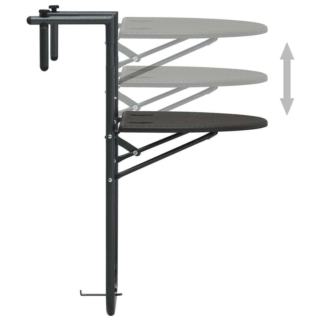 Hanging Balcony Table Brown 23.6"x25.2"x32.9" Plastic Rattan Look