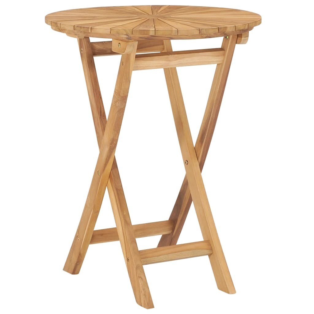Folding Patio Table Ø 23.6" Solid Teak Wood