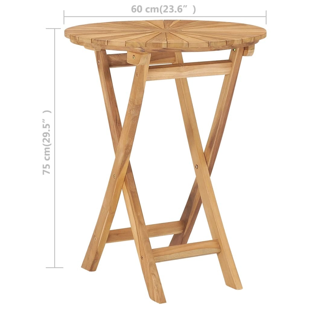 Folding Patio Table Ø 23.6" Solid Teak Wood