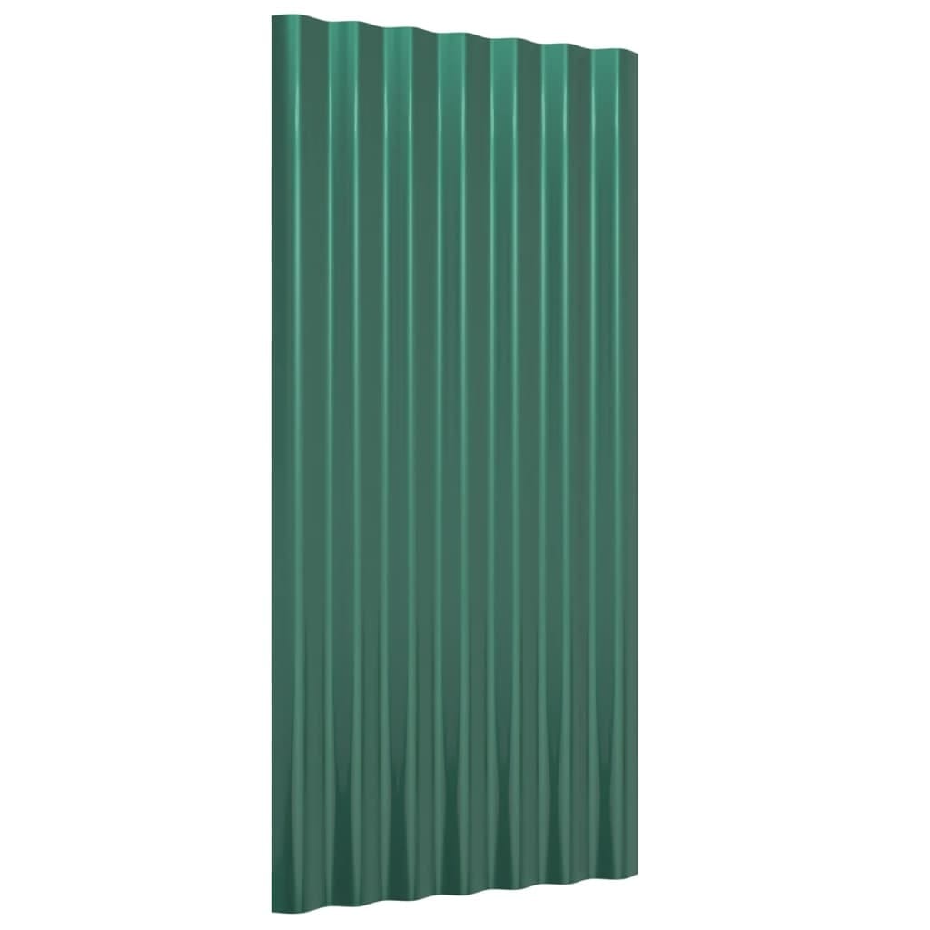 Roof Panels 12 pcs Galvanized Steel Green 31.5"x14.2"