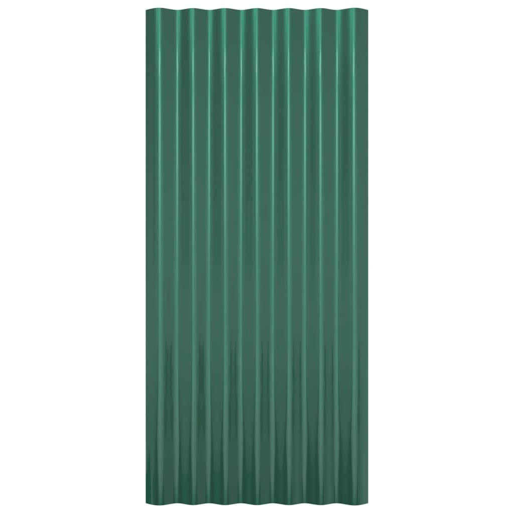 Roof Panels 12 pcs Galvanized Steel Green 31.5"x14.2"