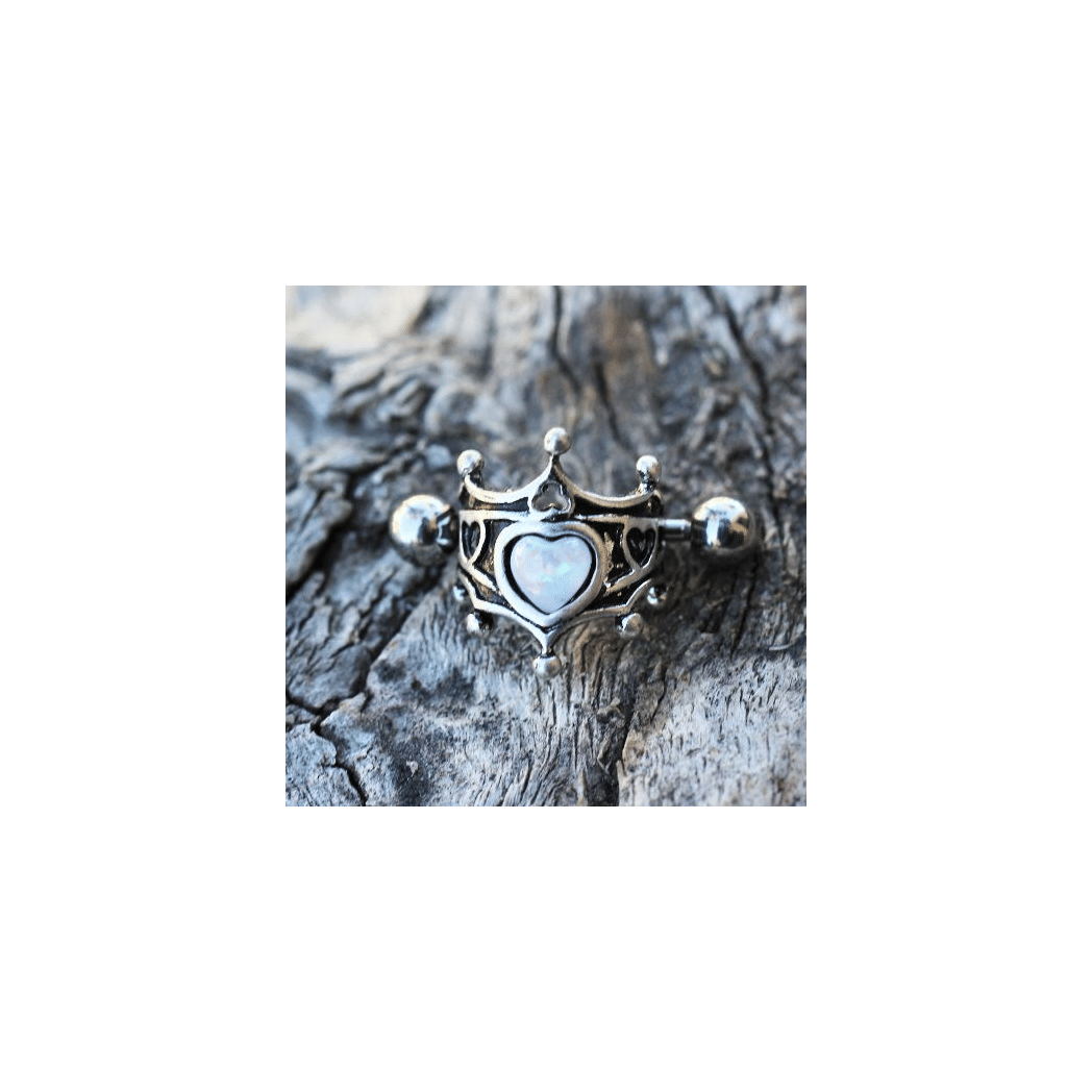 316L Stainless Steel Medieval Design Heart Crown Cartilage Cuff Earring