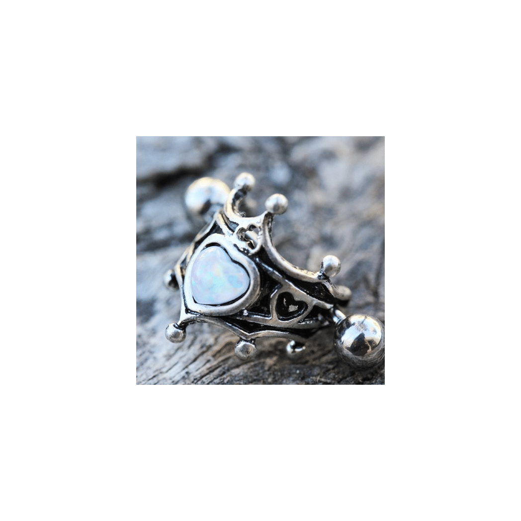 316L Stainless Steel Medieval Design Heart Crown Cartilage Cuff Earring