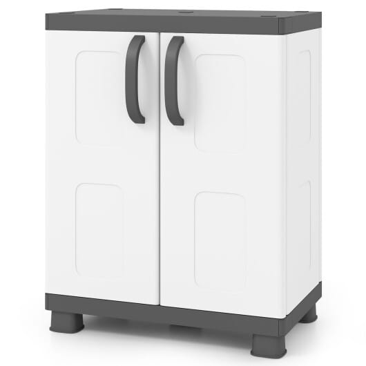 Freestanding Buffet Cabinet Sideboard with 2 Doors and Adjustable Shelves for Kitchen and Garage-Gray - Color: Gray