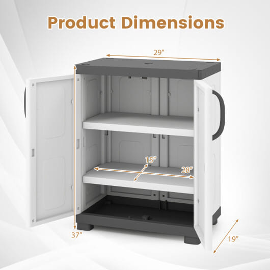 Freestanding Buffet Cabinet Sideboard with 2 Doors and Adjustable Shelves for Kitchen and Garage-Gray - Color: Gray