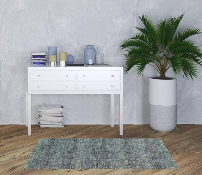3' X 5' Blue and Gray Power Loom Area Rug