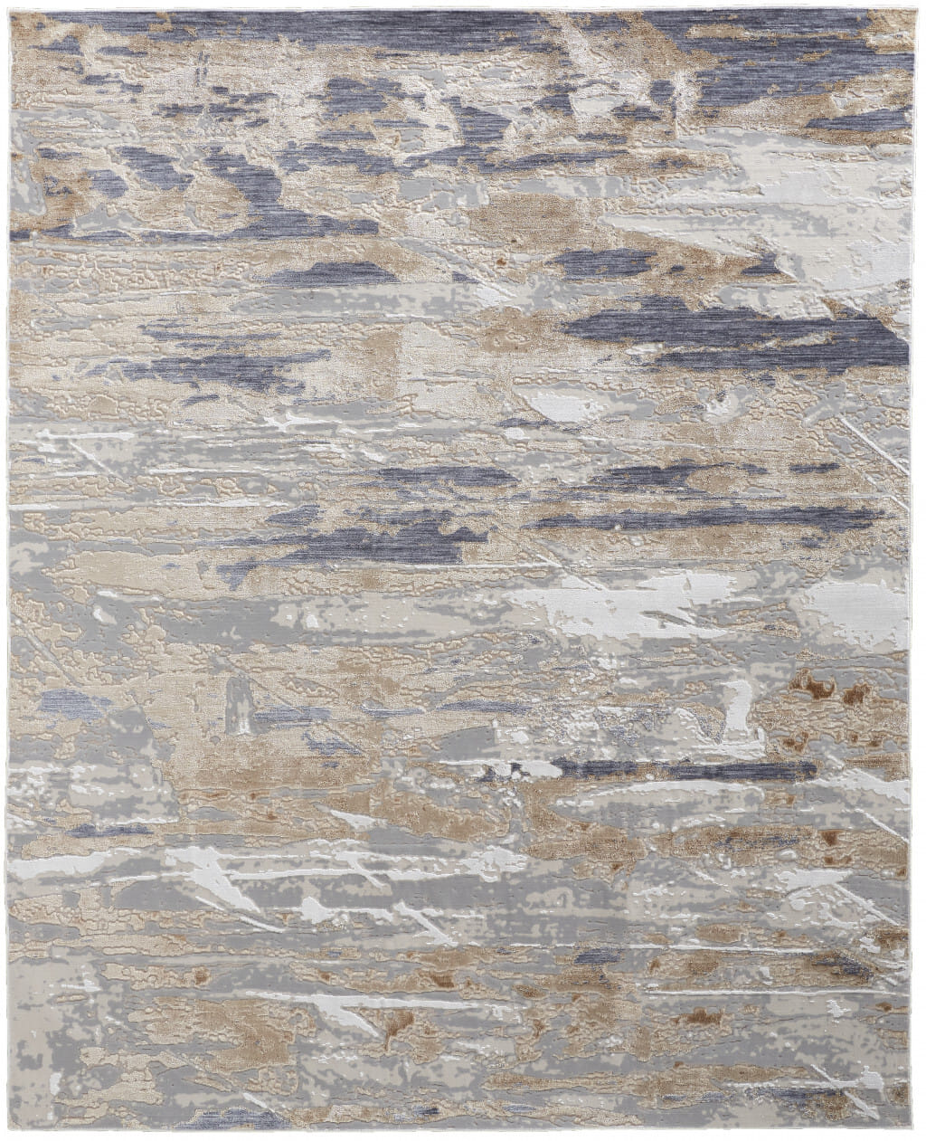 10' X 13' Tan Orange And Ivory Abstract Power Loom Distressed Area Rug