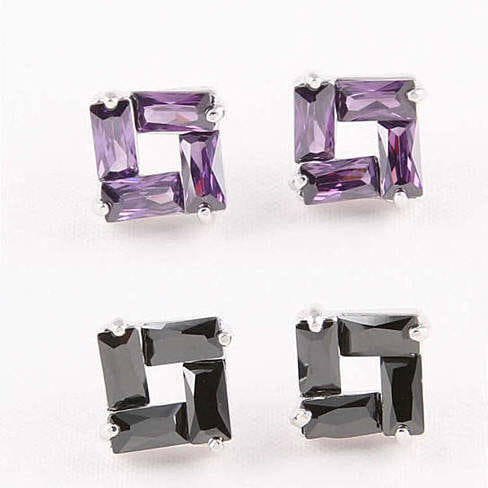 Color: Purple Baguettes - Four Seasons Earrings Reason To Love Each Season