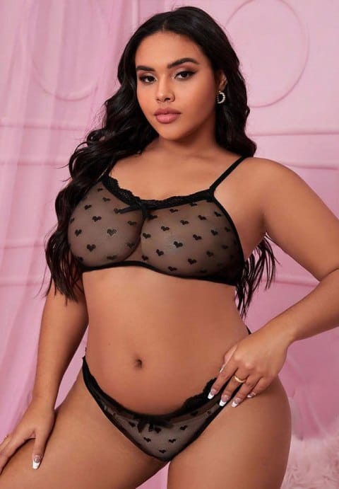 Plus Size Love Affair Mesh Bra Set